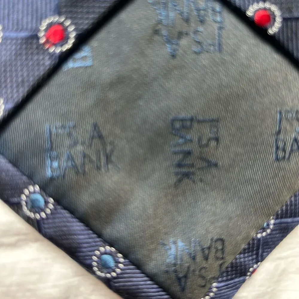 Jos. A. Bank 100% Silk Men’s Navy Blue Red Medallion Professional Tie Business